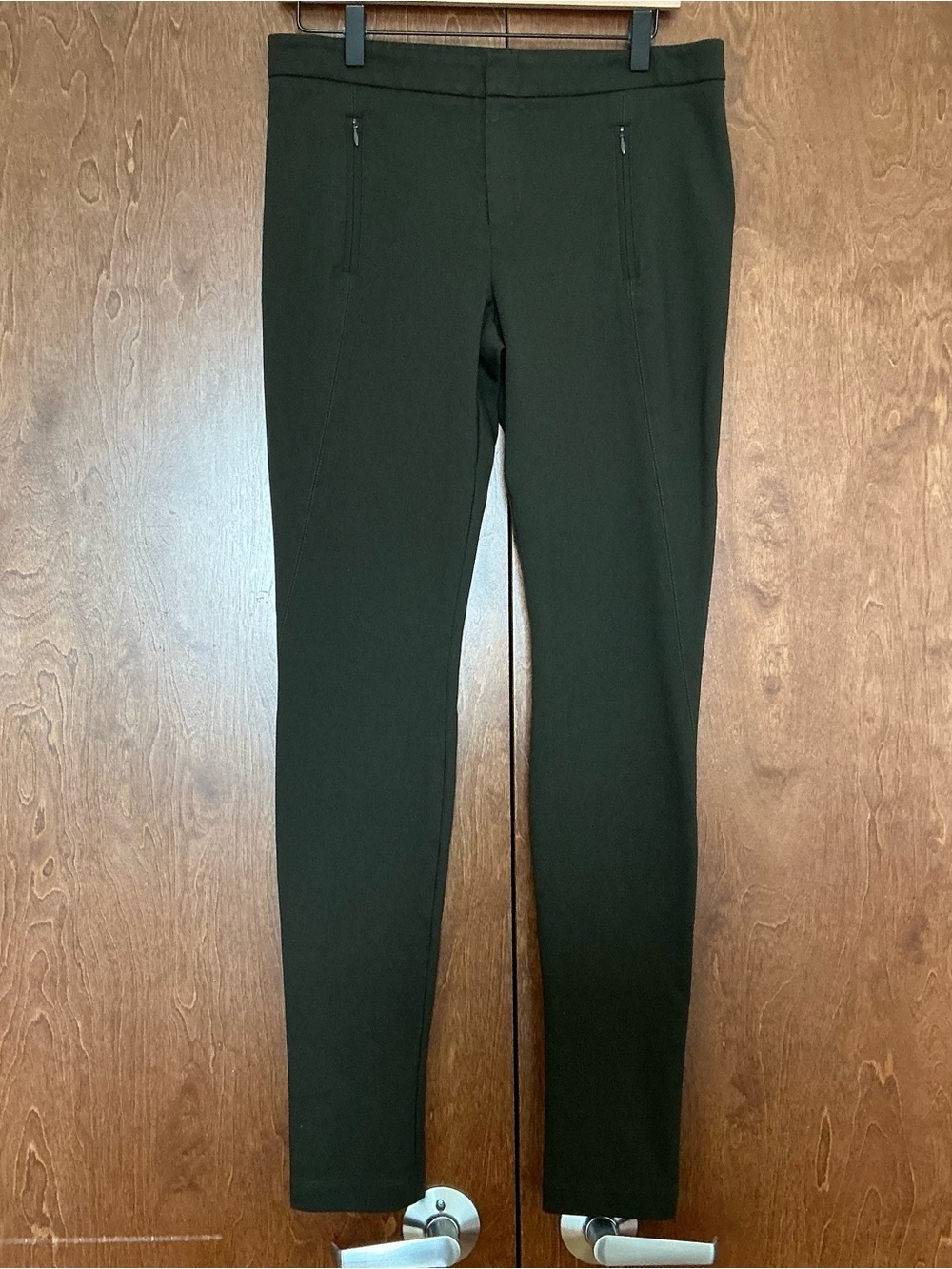 Vince Ponte knit Slim Pants Ankle Zip Size 10 Chocolate Brown Minimalist Career